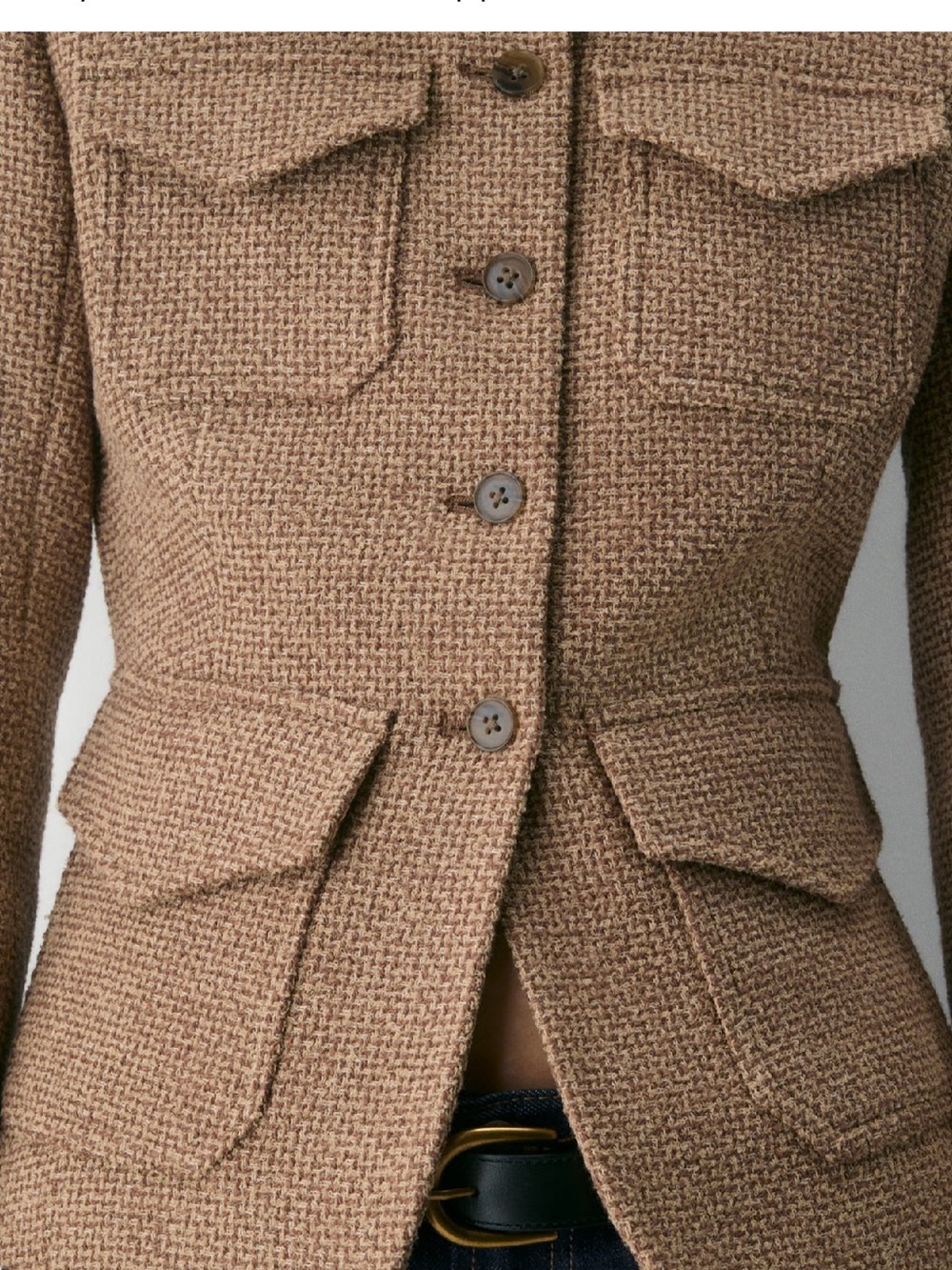 Wilfred Tan Tweed Structured Button Jacket - Picture 2 of 11